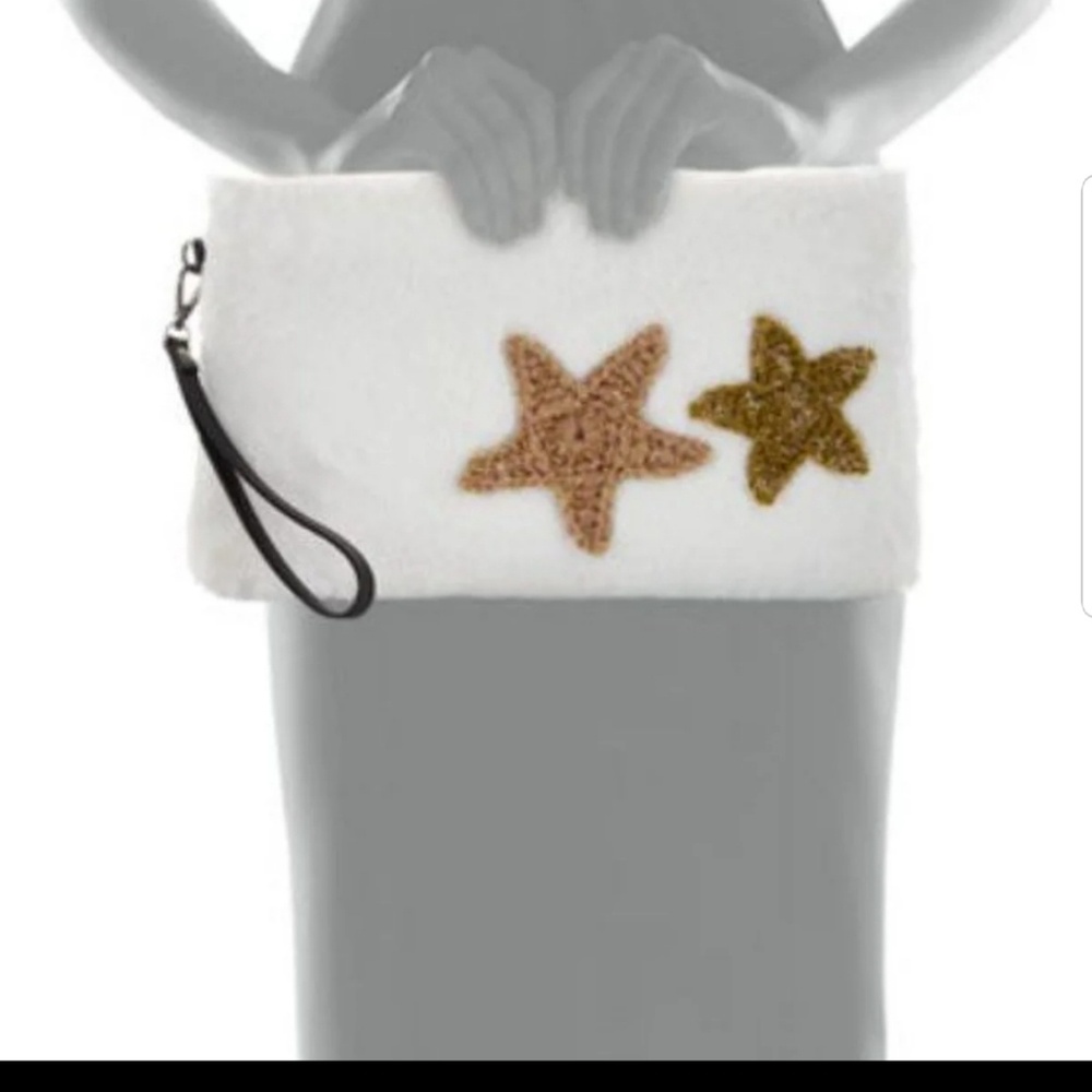 Star Patch Faux-Fur Clutch Bag